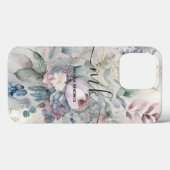 Pastel Botanische Bloemen Monogram Naam Case-Mate iPhone Case (Achterkant (horizontaal))
