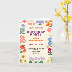 Pastel Botanische Bloemen Verjaardag 5e Gevouwen K Kaart