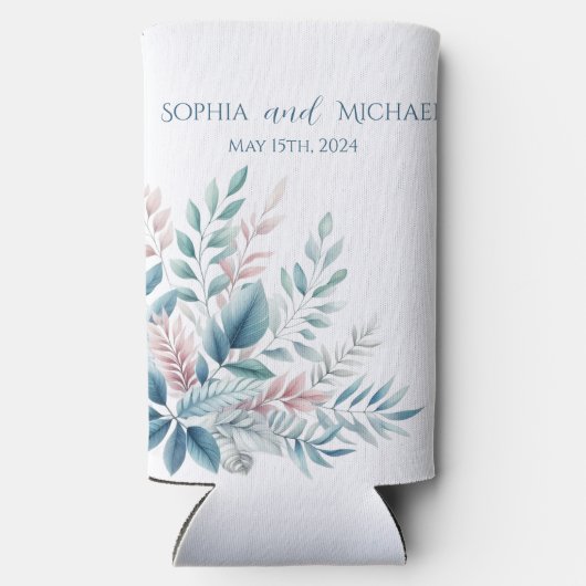 pastel botanische bruiloft-dank u- seltzer blikjeskoeler (Achterkant)