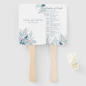 Pastel Botanische Bruiloft Programma Handwaaier (Voorkant en achterkant)