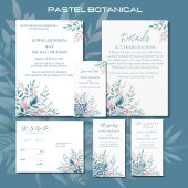pastel botanische bruiloft thema uitnodiging