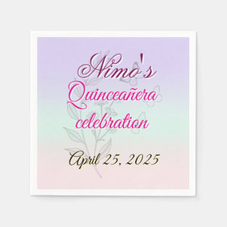 Pastel Botanische Quinceañera Servetten 