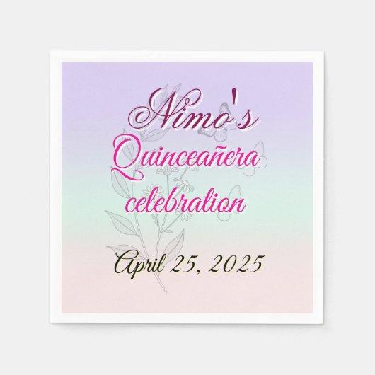 Pastel Botanische Quinceañera Servetten (Voorkant)