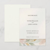 Pastel botanische Save The Date kaart (Voorkant / Achterkant)
