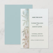 Pastel Botanische Save The Date Kaart (Voorkant / Achterkant)