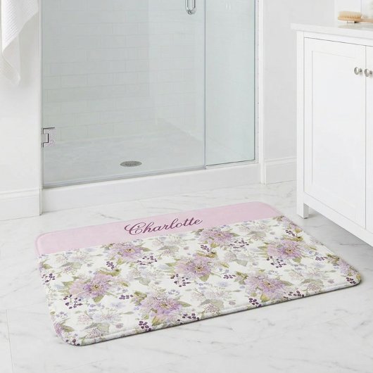 Pastel botanische wilde bloem aangepaste monogram badmat