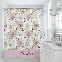 Pastel botanische wilde bloem gepersonaliseerd mon douchegordijn