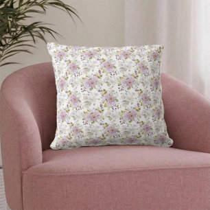 Pastel Botanische Wilde Bloem Waterverf Bloemstuk Kussen