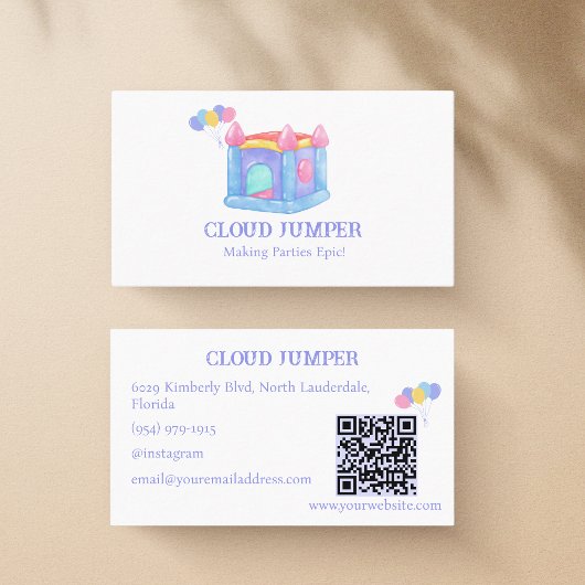 Pastel Bounce House Rentals QR Code Visitekaartje
