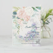 Pastel Bouquet Bridal Shower Invitation Kaart (Staand voorkant)