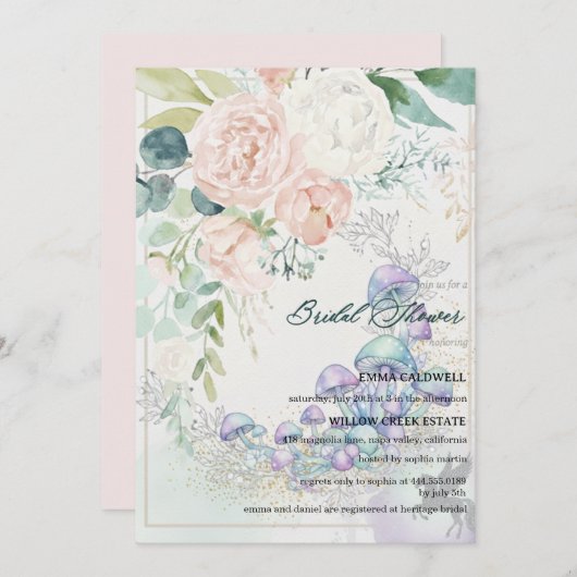 Pastel Bouquet Bridal Shower Invitation Kaart (Voorkant / Achterkant)