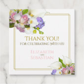 Pastel Bouquet Spring Floral Pink & Gold Wedding Bedankjes Labels (Voorkant)