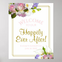 Pastel Bouquet Spring Floral Wedal Welcome Sign