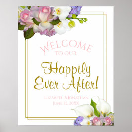 Pastel Bouquet Spring Floral Wedal Welcome Sign Poster
