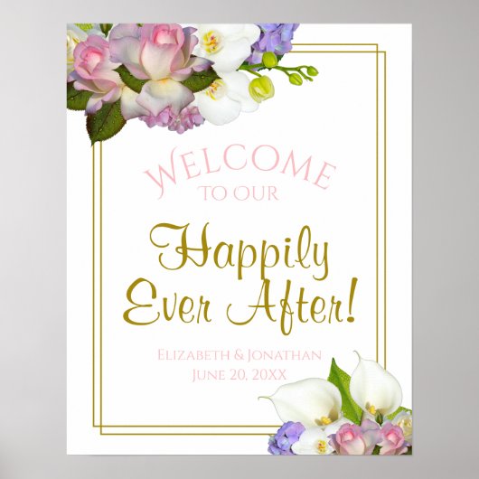 Pastel Bouquet Spring Floral Wedal Welcome Sign Poster (Voorkant)
