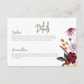 Pastel & Bourgondië Bloeit Moderne Bloemen Details Informatiekaartje (Voorkant)