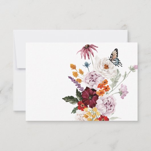 Pastel & Bourgondië Bloeit Moderne Bloemen QR Code RSVP Kaartje (Achterkant)