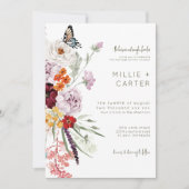 Pastel & Bourgondië Bloeit Moderne Bloemenbruiloft Kaart (Voorkant)