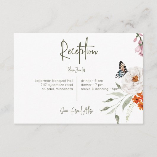 Pastel & Bourgondië Bloeit Moderne Bloemenontvangs Informatiekaartje (Voorkant)