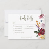 Pastel & Bourgondië Bloom Modern Floral Drie Diner RSVP Kaartje (Voorkant)