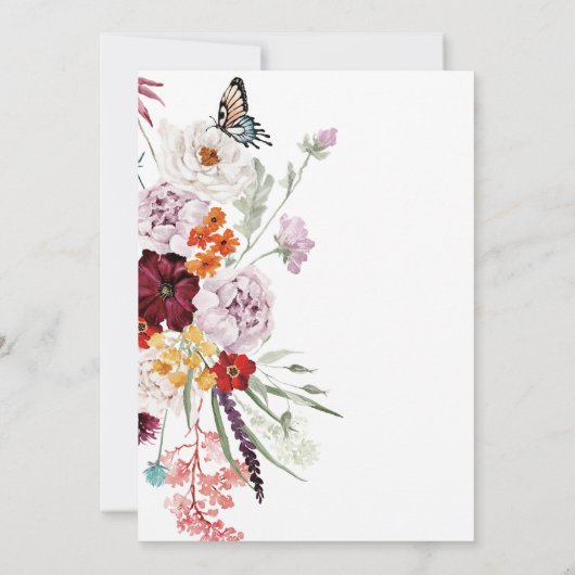 Pastel & Bourgondië Blooms Floral Bridal Brunch Kaart (Achterkant)