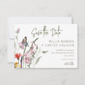 Pastel & Bourgondië Blooms Floral Modern Bruiloft Save The Date (Voorkant)