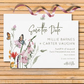 Pastel & Bourgondië Blooms Floral Modern Bruiloft Save The Date