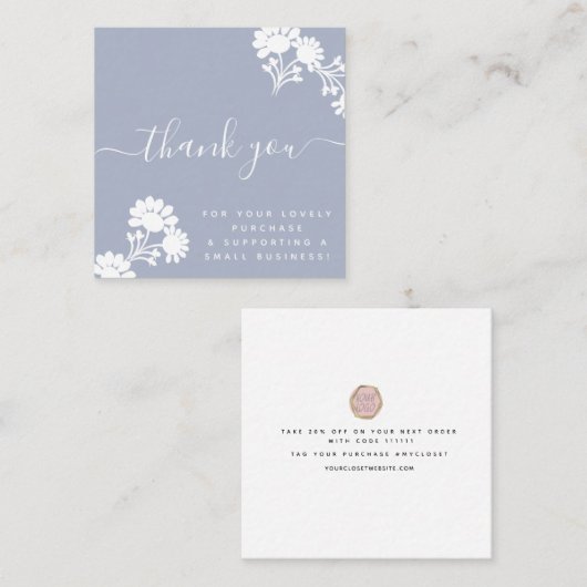 Pastel Boutique Beauty Dank u Logo Script Vierkante Visitekaartje (Voorkant / Achterkant)