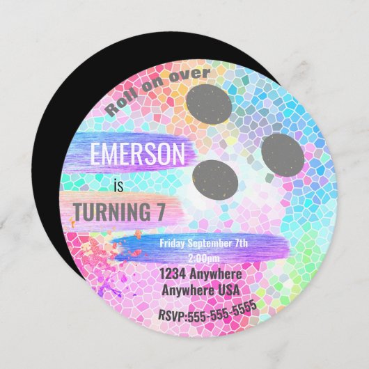 PASTEL BOWLING BALL bowling, verjaardagsfeest Kaart (Voorkant / Achterkant)