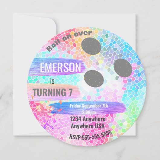 PASTEL BOWLING BALL bowling, verjaardagsfeest Kaart (Voorkant)