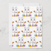 Pastel Bowling en pizza verjaardagsfeestje Kaart (Achterkant)