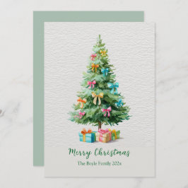 Pastel Bows Christmas Tree Holiday Card Feestdagenkaart