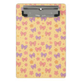 Pastel Bows & Flowers Pattern – Cute Yellow Girly Mini Klembord (Voorkant)