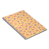 Pastel Bows & Flowers Pattern – Cute Yellow Girly Notitieboek (Rechterzijde)