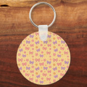 Pastel Bows & Flowers Pattern – Cute Yellow Girly  Sleutelhanger (Achterkant)