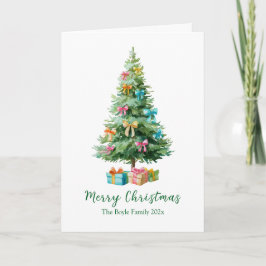 Pastel Bows Ribbons Christmas Tree Card Feestdagen Kaart