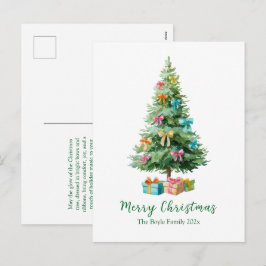 Pastel Bows Ribbons Christmas Tree Postcard Feestdagenkaart