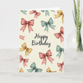 Pastel Bows Verjaardagskaart Kaart (Voorkant)