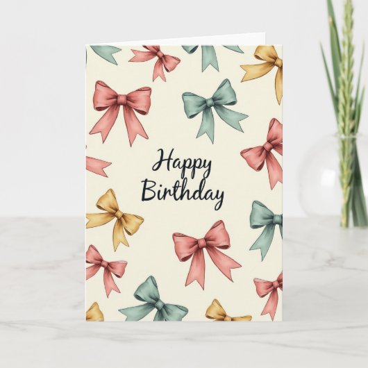 Pastel Bows Verjaardagskaart Kaart (Voorkant)
