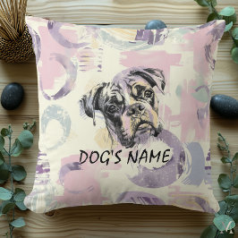 Pastel Boxer Hond Portret – Artistieke Kwaststreek Kussen