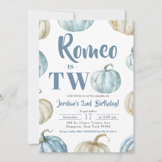 Pastel Boy Pumpkin 2e verjaardag Kaart (Voorkant)