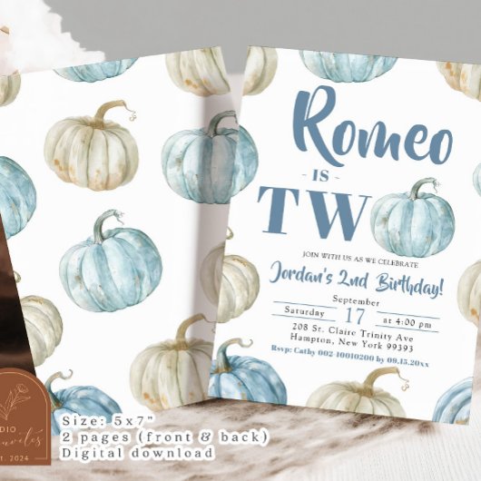 Pastel Boy Pumpkin 2e verjaardag Kaart