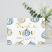 Pastel Boy Pumpkin Baby shower Bedankt (Staand voorkant)
