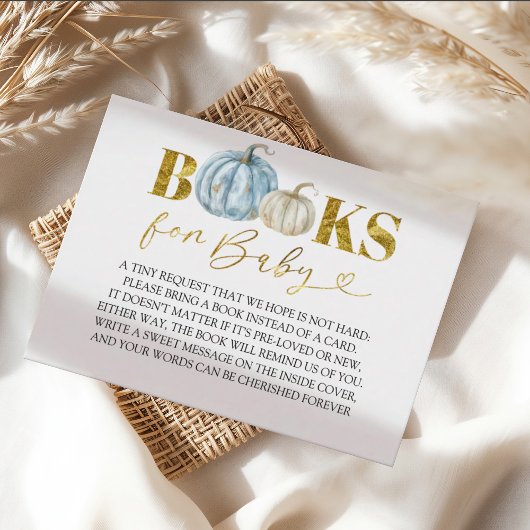 Pastel Boy Pumpkin Baby shower Boeken voor Baby Informatiekaartje