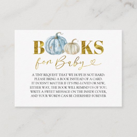 Pastel Boy Pumpkin Baby shower Boeken voor Baby Informatiekaartje (Voorkant)