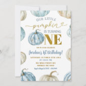 Pastel Boy Pumpkin draait een 1e verjaardag Kaart (Voorkant)