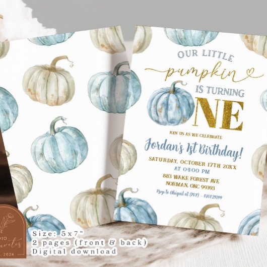 Pastel Boy Pumpkin draait een 1e verjaardag Kaart