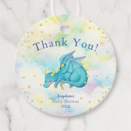 Pastel Boys Blue Dragon Baby shower Dank je Bedankjes Labels