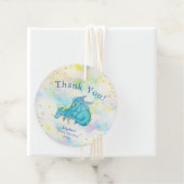 Pastel Boys Blue Dragon Baby shower Dank je Bedankjes Labels (In situ)