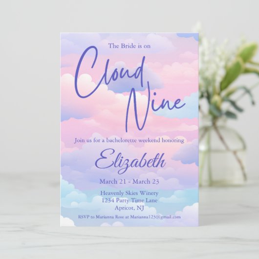 Pastel Bride is op Cloud Bachelorette Weekend Kaart (Staand voorkant)